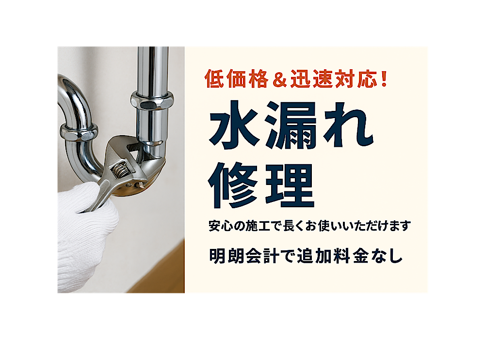 水漏れ修理明瞭会計で迅速・丁寧な即日対応！の画像